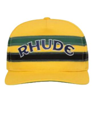 Rhude Cappello da baseball a righe con logo - Giallo