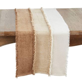 Saro Lifestyle Color Cascade Fringed Table Runner 16x72 In Multi