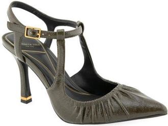 Kenneth Cole Romi Ruched Pointed Toe Pump in Olive Patent at Nordstrom, Size 5.5