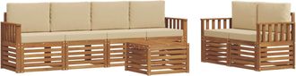 vidaXL Conjunto De Sof&aacute;s De Exterior 7 Uds. Natural Y Beige Vidaxl