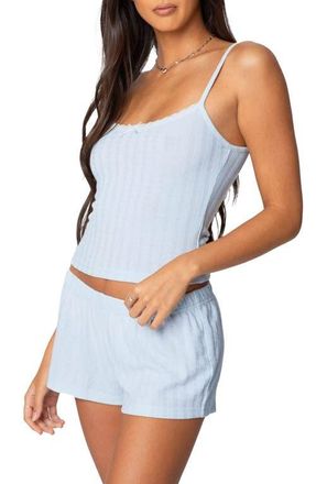 Edikted Pointelle Stitch Camisole in Light-Blue at Nordstrom, Size X-Small