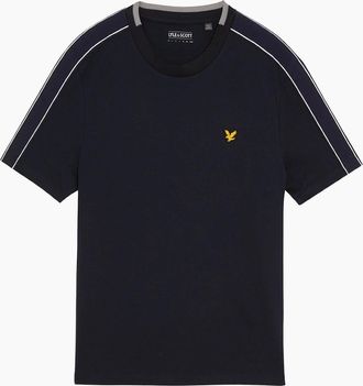 Lyle & Scott Mens Lyle & Scott Navy Blue Tape T-Shirt - Black - Size: 40