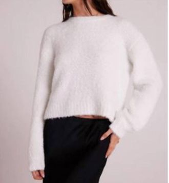 Bella Dahl Long Sleeve Crew Sweater In Winter White