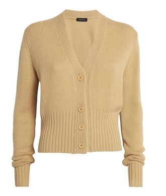 Fabiana Filippi Yellow Cashmere Embellished-Trim Cardigan Size XXS