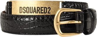 Dsquared2 Riem van leer met krokodillenprint - Heren - Riemen - Zwart - 85 CM - Leer - Accessoires