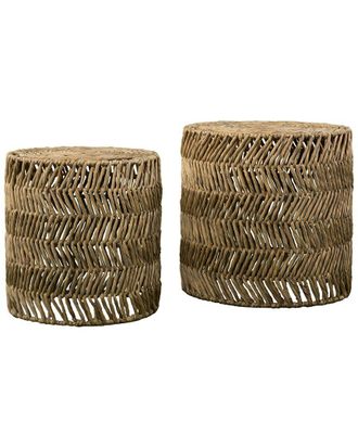SEI Furniture Set of 2 Davari Water Hyacinth Nesting Tables