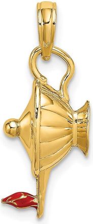 Diamond2Deal 14k Yellow Gold Red Enamel Polished 3-D Genie Lamp Charm