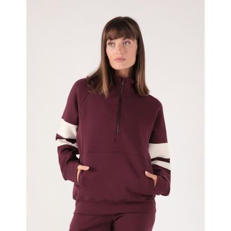 Glyder Prodigous Scuba Knit 1/4 Zip Up Jacket in Crimson Velvet/oatmilk Stripes at Nordstrom, Size X-Small