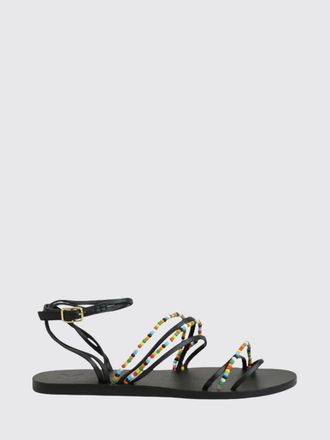 Maneb&igrave; Leather Sandal with Multicolor Beaded Strands