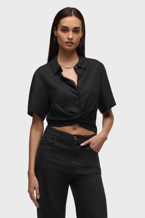 Hudson short sleeve knotted button down shirt in Black at Nordstrom, Size Medium