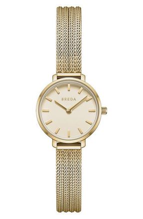 Breda Beverly Mesh Strap Watch, 25mm in Gold at Nordstrom