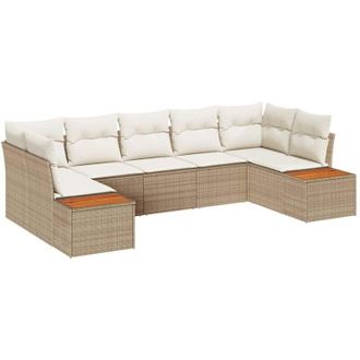 vidaXL Vidaxl - Conjunto De Sof&aacute; De Jard&iacute;n Con Coj&iacute;n 7 Pcs Beige Y Crema