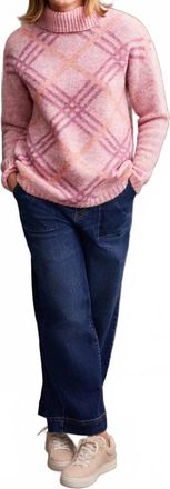 Tribal Intarsia Turtleneck Sweater In Pink Lady