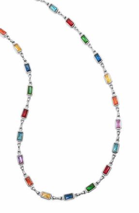 Nialaya Rectangle Tennis Necklace in Silver /Multi-Color at Nordstrom