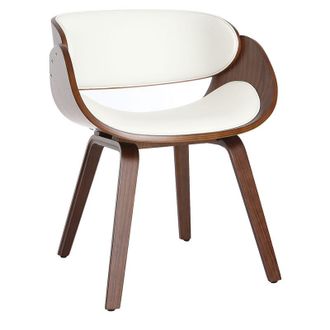Miliboo Sedia design bianco e legno scuro noce bent