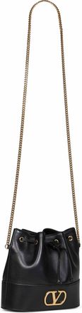 Valentino Garavani Womens Mini Bucket Bag Vlogo Signature Black Lambskin Handbags Hand