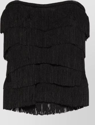 Norma Kamali strapless sweetheart fringe top