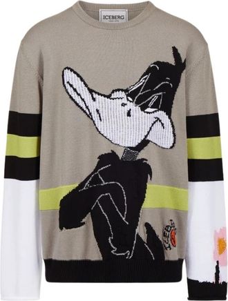 Iceberg Heren Katoenen T-shirt - Heren - Ronde hals truien - Veelkleurig - L - Katoen - Truien & Vesten