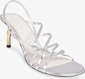 Lanvin Sequence Strappy 75Mm Sandal In Silver With Gold Stud