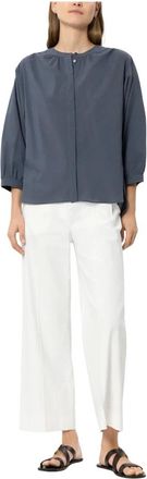 Luisa Cerano Overhemden, Dames, Blauw, M, Katoen, Geknipte Relaxte Broek