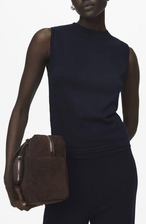 Mango Mock Neck Sweater Tank in Navy at Nordstrom, Size X-Large