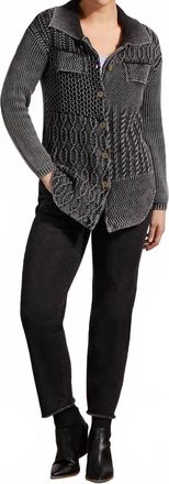 Tribal Button Up Patchwork Shacket In Black