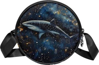 Generic Circle Crossbody Bag for Women, Starry Sky Night Small Sling Bag Daypack with Zipper Adjustable Shoulder Straps Casual Ladies Girls Round Purse