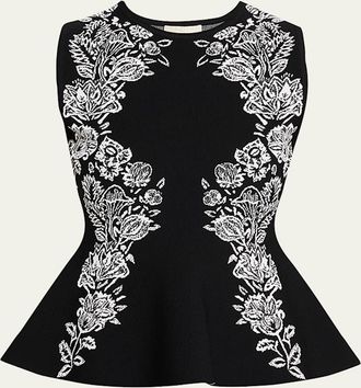 Ulla Johnson Vanna Jacquard Peplum Tank Top