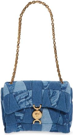 Versace Medusa 95 Quilted Patchwork Denim Shoulder Bag in Blue Versace Gold at Nordstrom