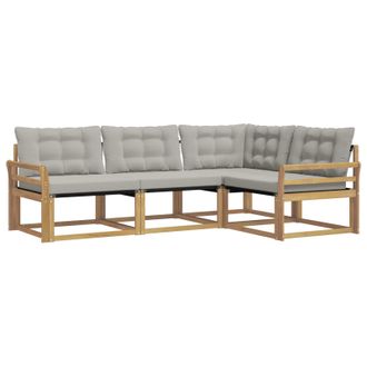 vidaXL Conjunto De Sof&aacute;s De Exterior 4 Pcs Blanco Y Gris Claro Vidaxl