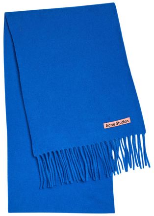 Acne Studios Canada Skinny Fringed Wool Scarf - Blue - One Size
