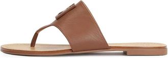 Kazar monogram leren teenslippers - Dames - Slippers - Bruin - 39 EU - Leer - Schoenen