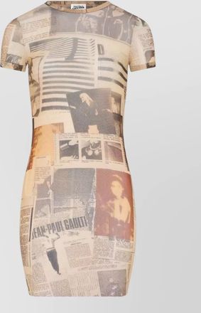 Jean Paul Gaultier knee length dress crew neck newspaper