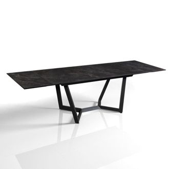 Oresteluchetta Mesa extensible cer&aacute;mica/acero negro-gris 76x100x200-300 cm