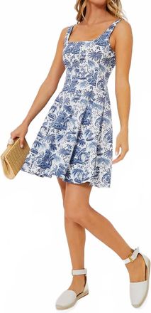 Staud Wells Toile Poplin Minidress In Blue Toile