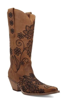 Dingo Swing Floral Embroidery Western Boot in Brown at Nordstrom, Size 6.5