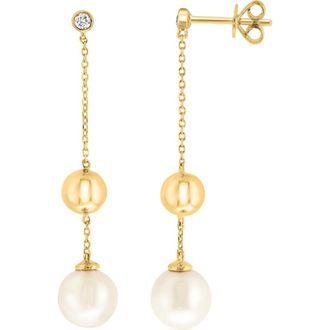 Effy Diamond & Freshwater Pearl Drop Earrings in White at Nordstrom Rack