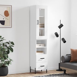 Berkfield Home Highboard White 34.5x34x180 cm Engineered Wood