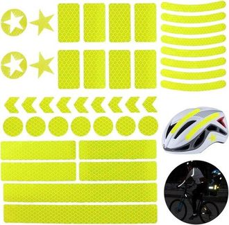 No Brand 42 Pegatinas Reflectantes Universales Para Seguridad En Coche, Moto, Bicicleta, Casco, Exteriores Y Cualquier Fuente De Luz. Color Verde Fluorescente