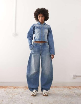 Collusion Jeans oversize a palloncino blu slavato