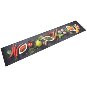 vidaXL Vidaxl - Alfombra de cocina lavable terciopelo dibujo especias 60x300 cm