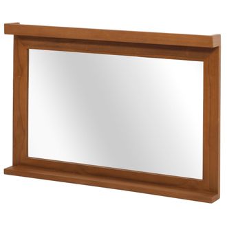 Hhg Hhg - Nunca Usado] Espejo De Pared De Teca 759, Espejo De Ba&ntilde;o/pasillo, Marco De Madera, Teca De Calidad B (duramen, 20-30 A&ntilde;os), 70x100cm