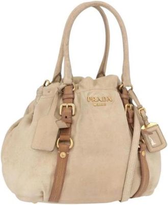 Prada Pre-owned Vintage Tote Bag - Dames - Vintage Handtas - Beige - ONE Size - Leer - Vintage