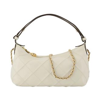 Tory Burch Fleming Clutch - Dames - Tassen - Beige - Maat: ONE Size Leer