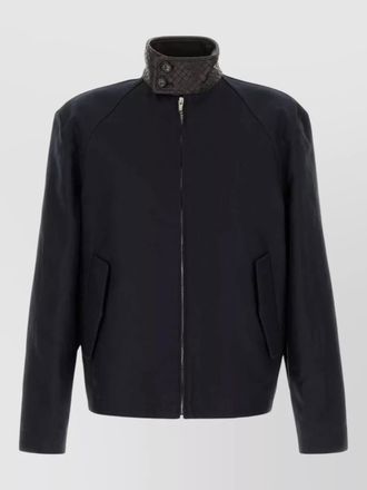 Bottega Veneta gabardine harrington jacket high collar detail