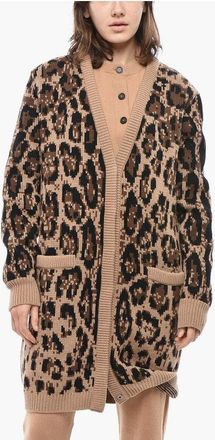 Dolce & Gabbana Animal Patterned Cashmere Blend Cardigan with V-Neck size 40