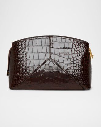 Victoria Beckham The Victoria Croc-Embossed Leather Clutch Bag