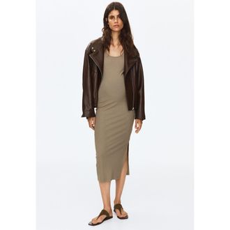 H&M Mama Ribbed Jersey Dress in Khaki Green at Nordstrom, Size Xx-Large