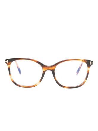 Tom Ford Eyewear geometric-frame glasses - unisex - Acetate - 54 - Red