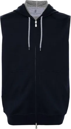 Brunello Cucinelli Navy Blue Sleeveless Hooodie